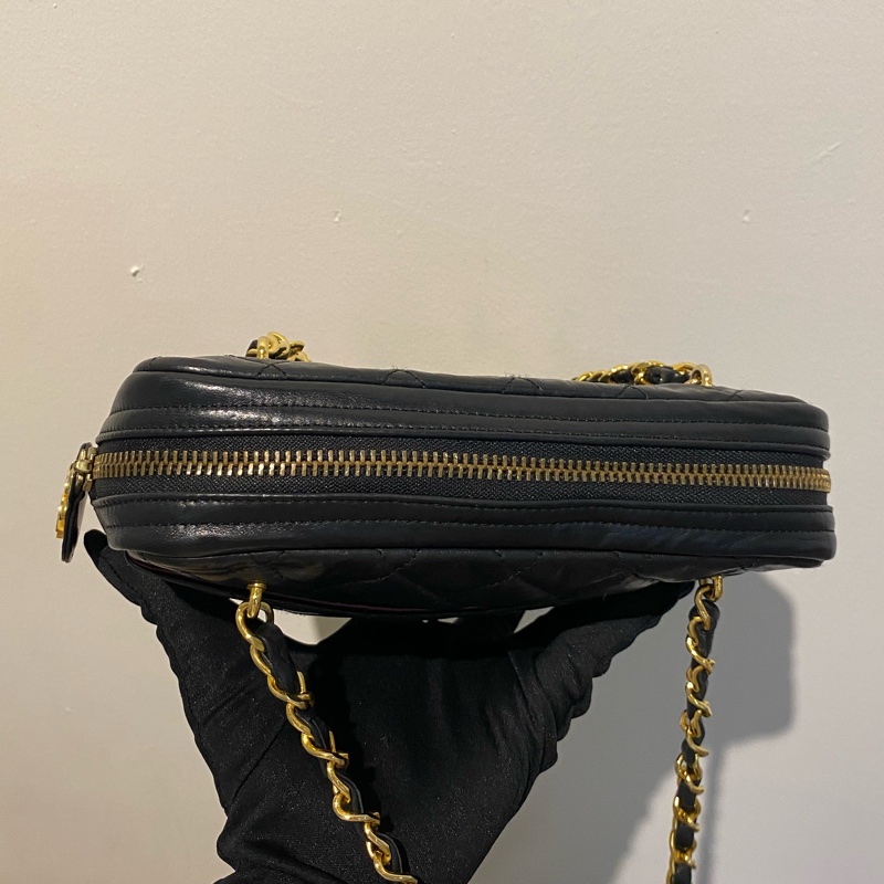 Chanel vintage 流浪雙鏈黑金菱格-9