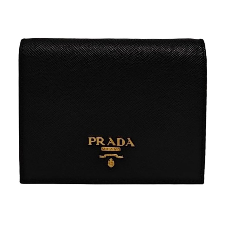 PRADA小號黑色牛皮錢包 9.8新-0