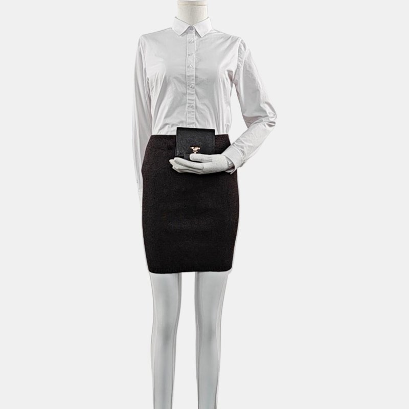 PRADA小號黑色牛皮錢包 9.8新-1