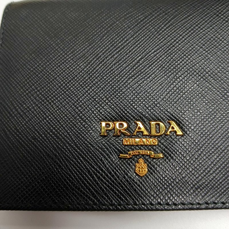 PRADA小號黑色牛皮錢包 9.8新-7