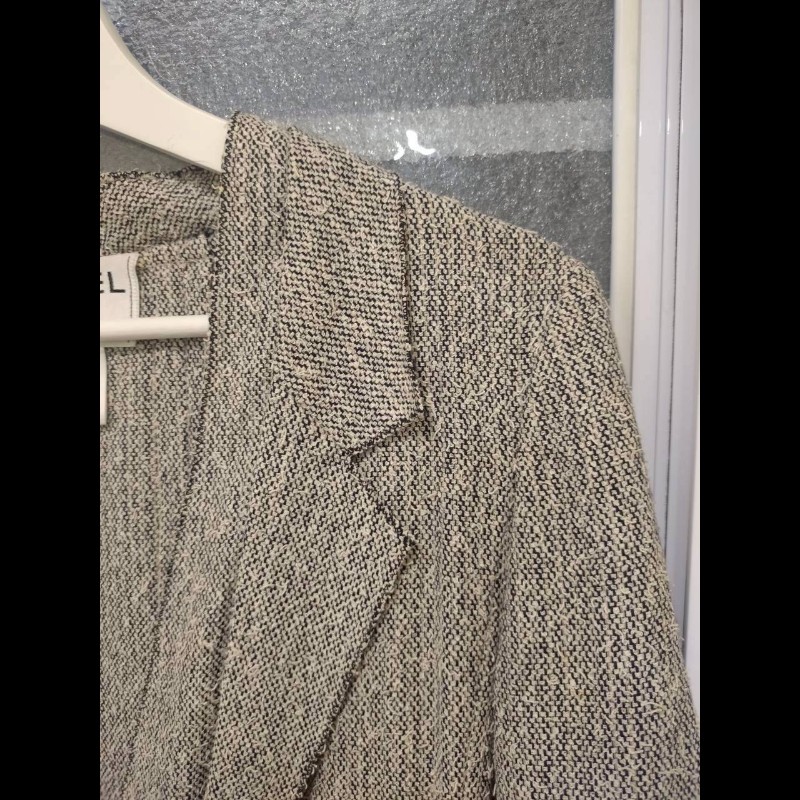 Chanel 黑白點毛織薄外套-3