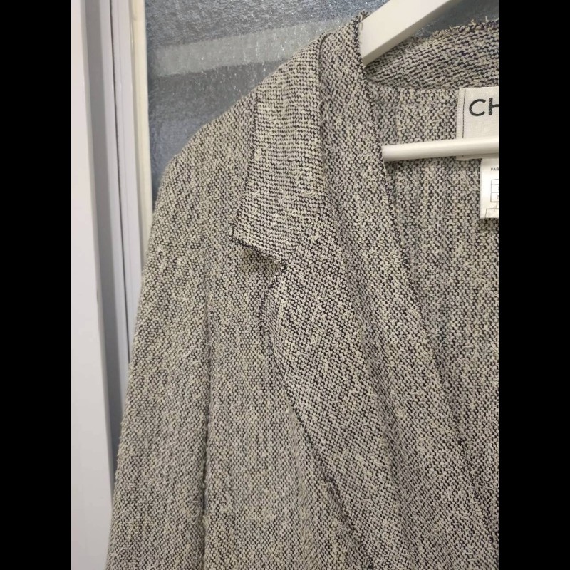 Chanel 黑白點毛織薄外套-4