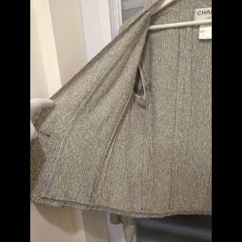 Chanel 黑白點毛織薄外套-11