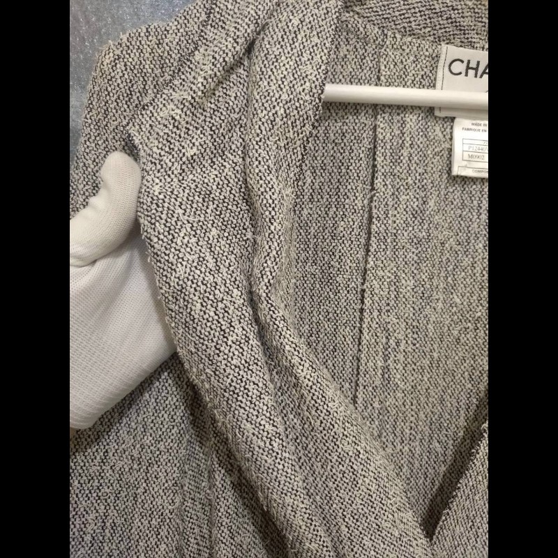 Chanel 黑白點毛織薄外套-22