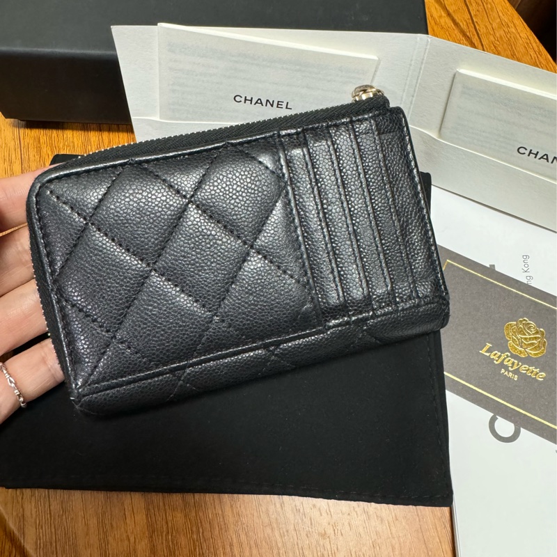 Chanel L拉鍊黑金荔枝 芯片款-3