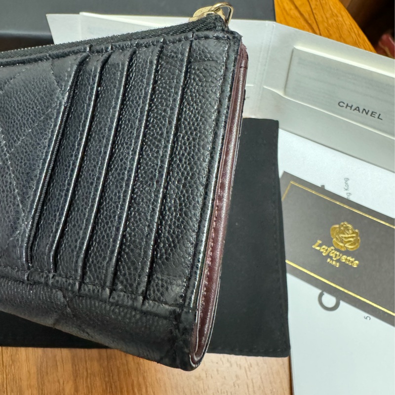 Chanel L拉鍊黑金荔枝 芯片款-4