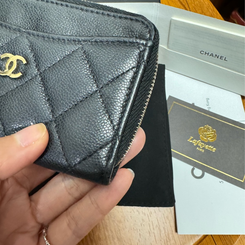 Chanel L拉鍊黑金荔枝 芯片款-6