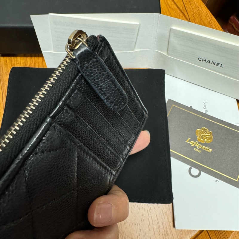 Chanel L拉鍊黑金荔枝 芯片款-9