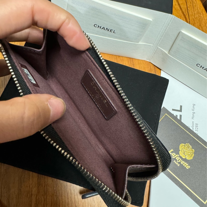 Chanel L拉鍊黑金荔枝 芯片款-12