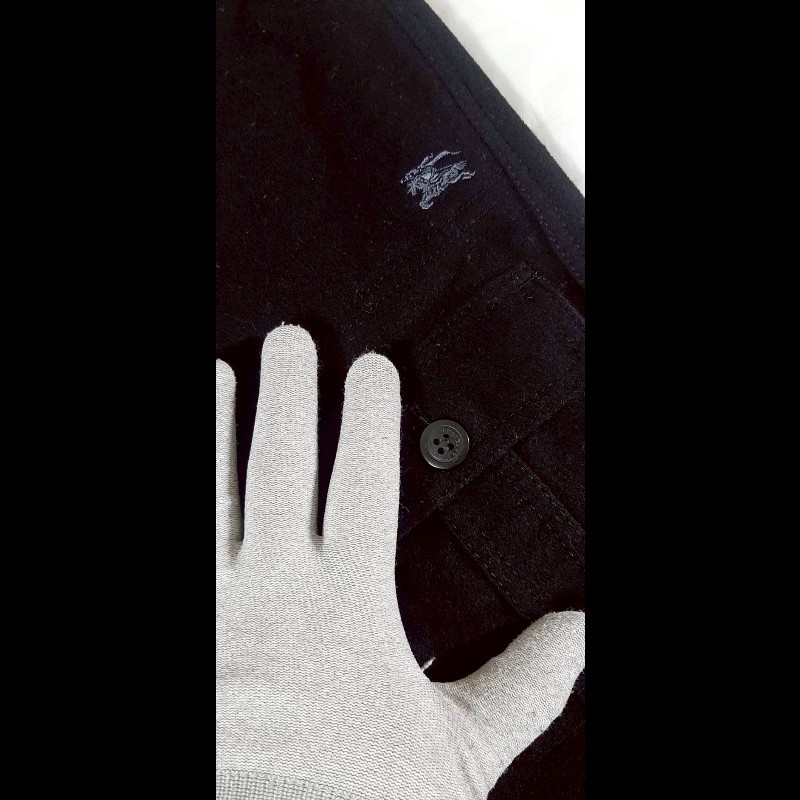 （日本製MIJ）正品BURBERRY 博柏利BLUE LABEL 藍標 戰馬 女黑色混羊毛七分褲38號-4