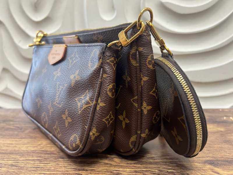 LV 原花五合一粉背帶麻將包-2