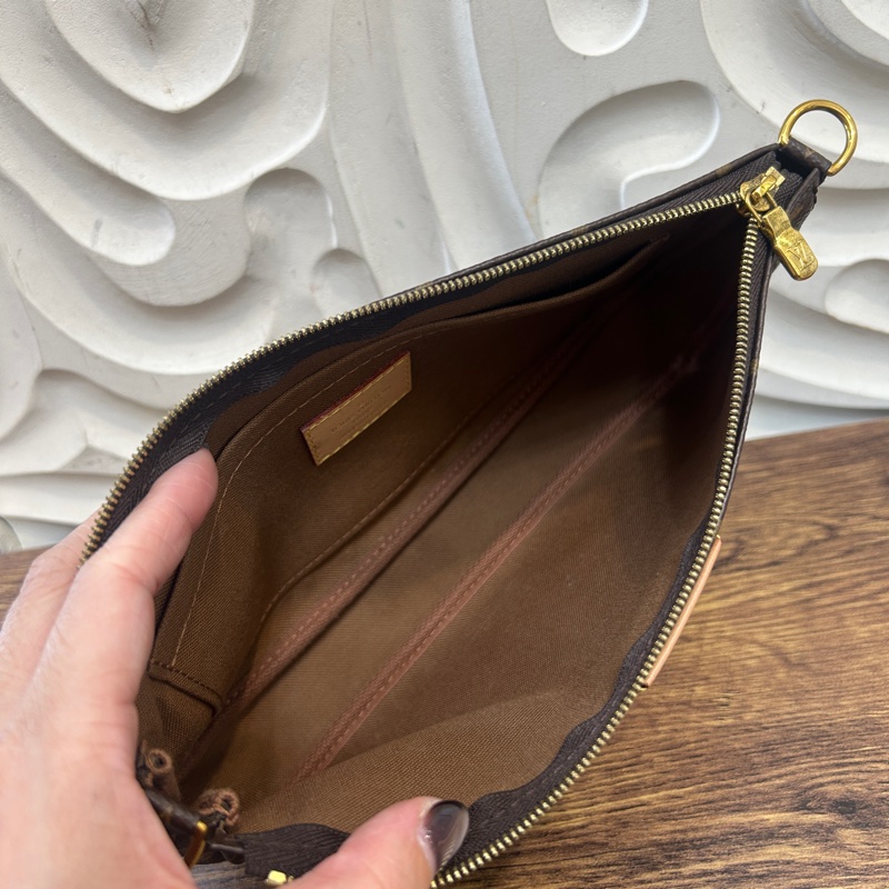 LV 原花五合一粉背帶麻將包-9