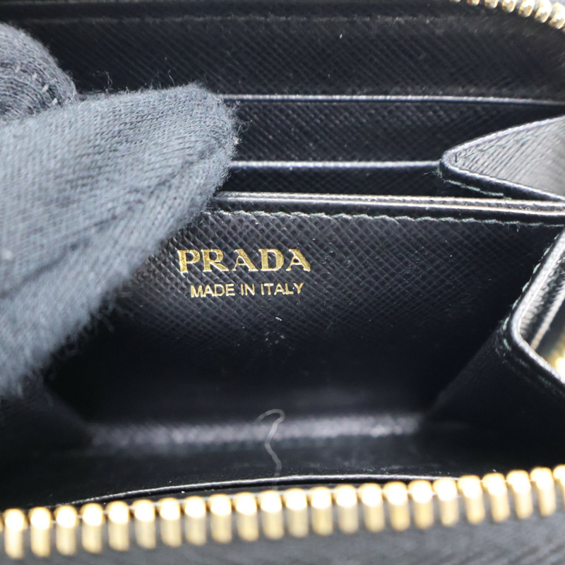 黑色 Saffiano牛皮 零錢包【PRADA 普拉達】 1MM268-6