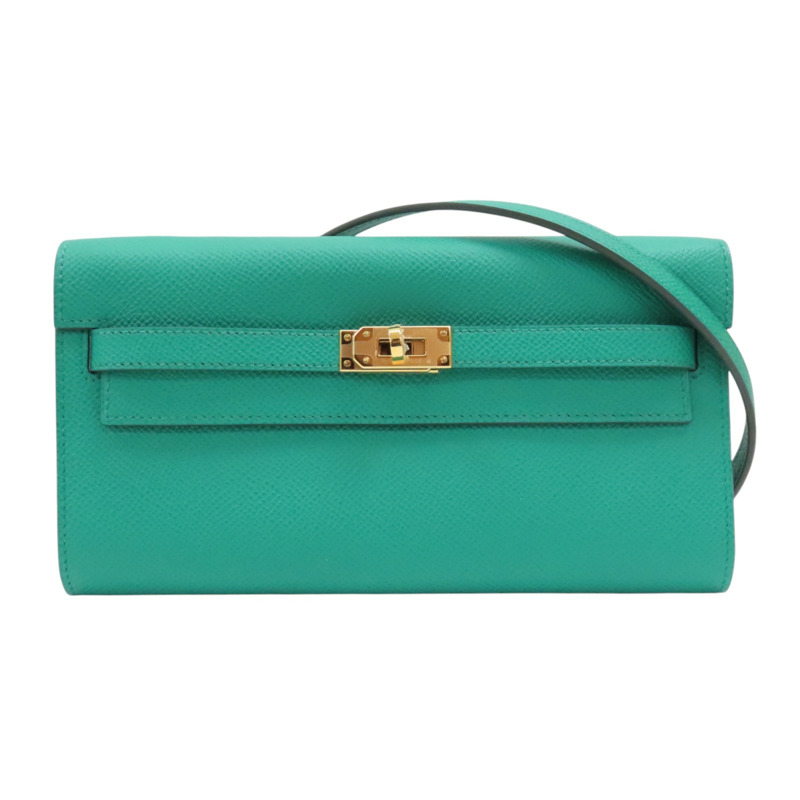 帝王綠 Epsom牛皮 Kelly To Go Wallet 肩背包 U刻 金扣【HERMES 愛馬仕】 H084169CK-0