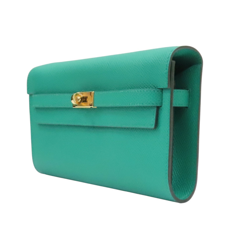 帝王綠 Epsom牛皮 Kelly To Go Wallet 肩背包 U刻 金扣【HERMES 愛馬仕】 H084169CK-2