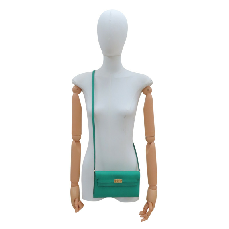 帝王綠 Epsom牛皮 Kelly To Go Wallet 肩背包 U刻 金扣【HERMES 愛馬仕】 H084169CK-8