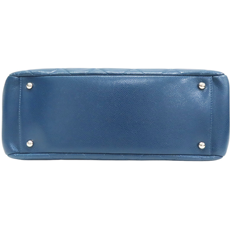 藍色 菱格紋 荔枝牛皮 CC Timeless 肩背包 銀釦【CHANEL 香奈兒】 A67294-3