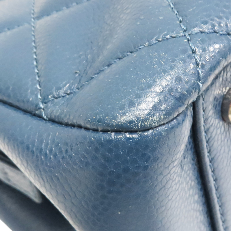 藍色 菱格紋 荔枝牛皮 CC Timeless 肩背包 銀釦【CHANEL 香奈兒】 A67294-12