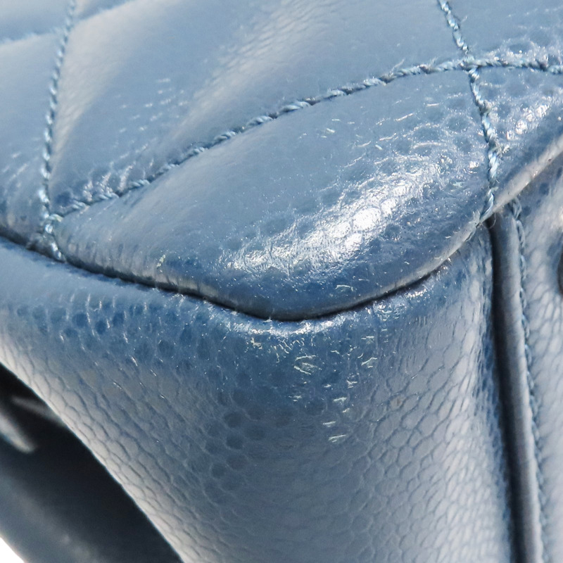 藍色 菱格紋 荔枝牛皮 CC Timeless 肩背包 銀釦【CHANEL 香奈兒】 A67294-14