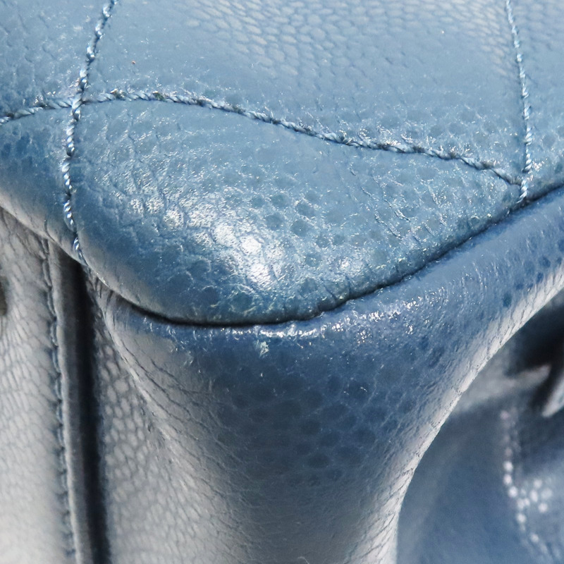 藍色 菱格紋 荔枝牛皮 CC Timeless 肩背包 銀釦【CHANEL 香奈兒】 A67294-15