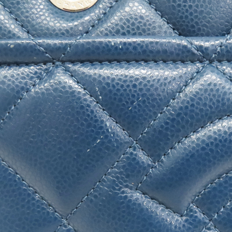 藍色 菱格紋 荔枝牛皮 CC Timeless 肩背包 銀釦【CHANEL 香奈兒】 A67294-16