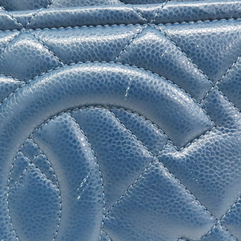 藍色 菱格紋 荔枝牛皮 CC Timeless 肩背包 銀釦【CHANEL 香奈兒】 A67294-17