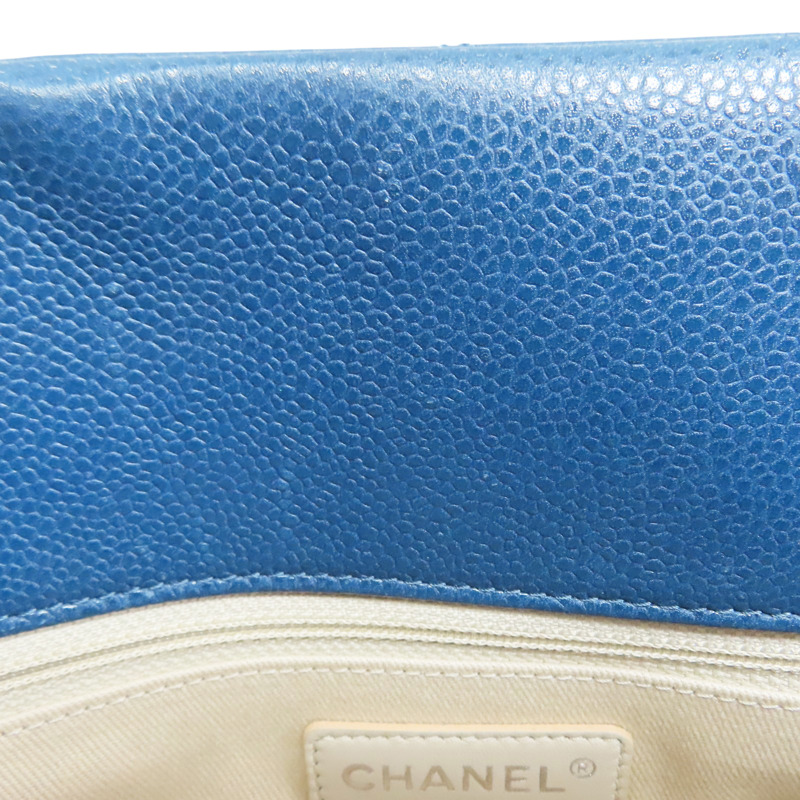 藍色 菱格紋 荔枝牛皮 CC Timeless 肩背包 銀釦【CHANEL 香奈兒】 A67294-19