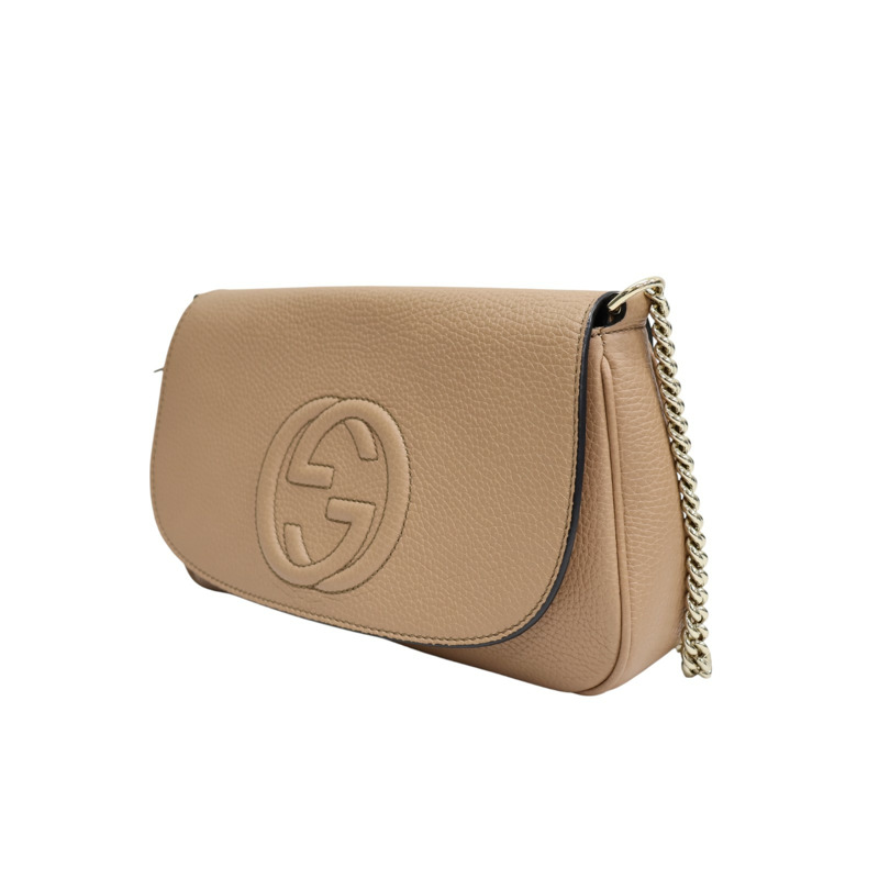 卡其色 牛皮 Soho 鍊帶 肩背包【GUCCI 古馳】 536224-2