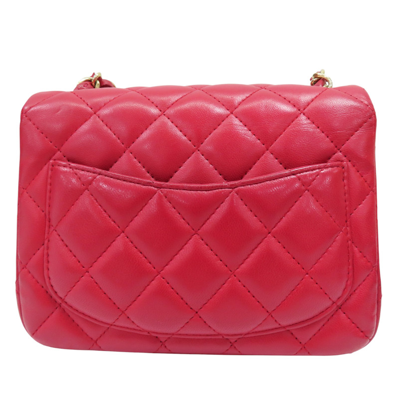 紅色 菱格紋 羊皮 鏈帶肩背包 金釦【CHANEL 香奈兒】 A35200-1