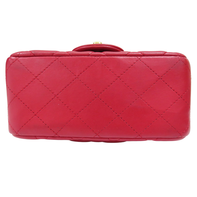 紅色 菱格紋 羊皮 鏈帶肩背包 金釦【CHANEL 香奈兒】 A35200-3