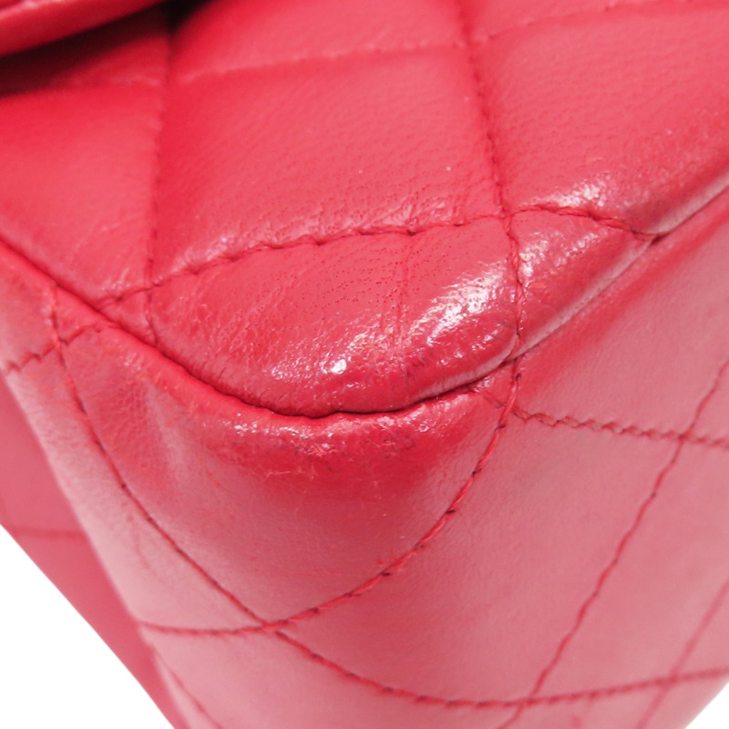 紅色 菱格紋 羊皮 鏈帶肩背包 金釦【CHANEL 香奈兒】 A35200-9