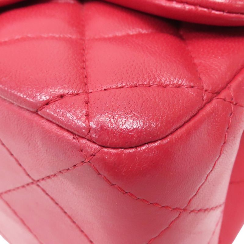 紅色 菱格紋 羊皮 鏈帶肩背包 金釦【CHANEL 香奈兒】 A35200-10