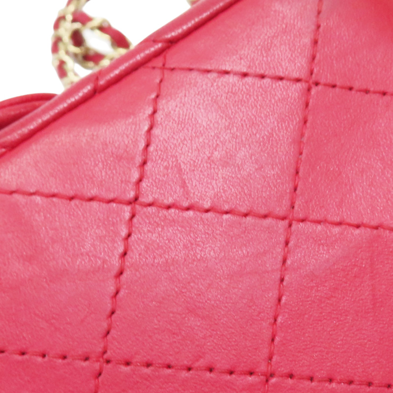 紅色 菱格紋 羊皮 鏈帶肩背包 金釦【CHANEL 香奈兒】 A35200-14