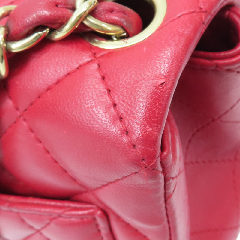 紅色 菱格紋 羊皮 鏈帶肩背包 金釦【CHANEL 香奈兒】 A35200-18