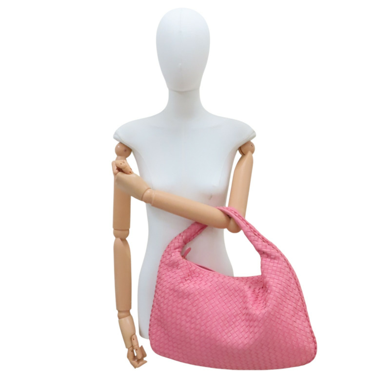 粉色 編織羊皮 Veneta Hobo 肩背包【BOTTEGA VENETA 寶緹嘉】 115654-9