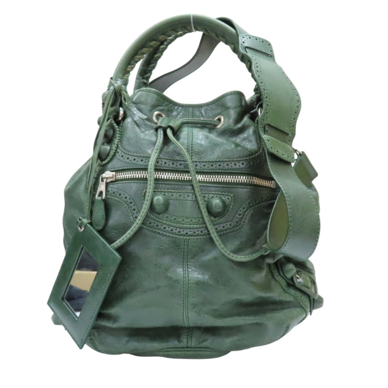 綠色 皮革 Giant Pompon 兩用包【BALENCIAGA 巴黎世家】 204540-0