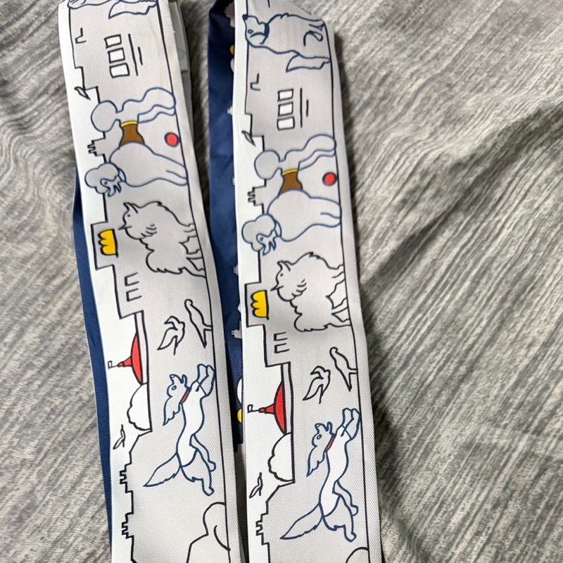 🩶絕版Hermès twilly愛馬仕巴黎愛犬灰調絲巾🩶-3