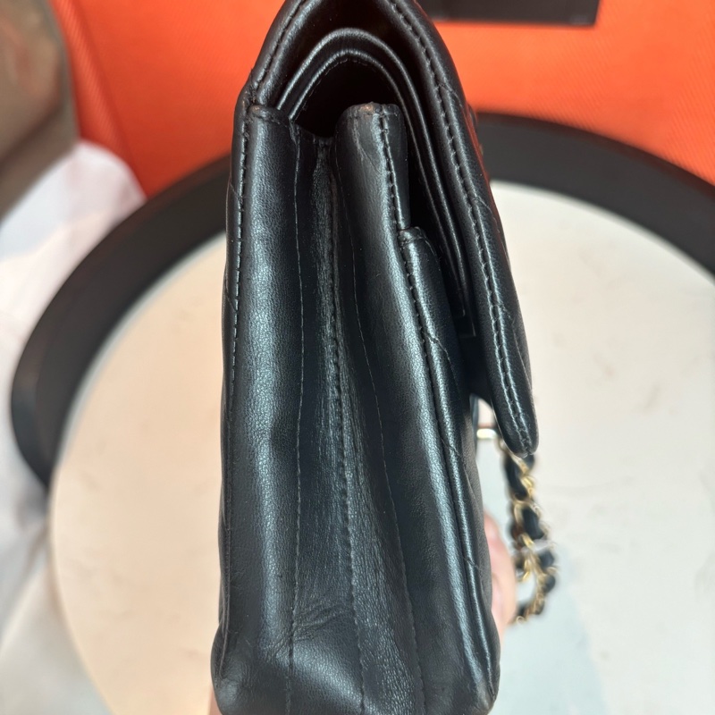 Chanel • 經典Cf 25 黑金山形紋羊皮口蓋包 中號-9