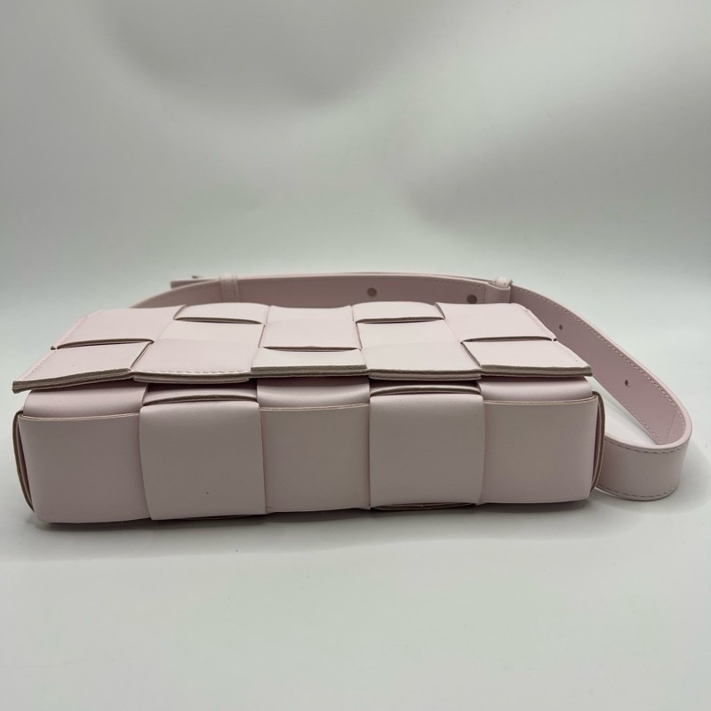 Bottega Veneta葆蝶家 时尚格子编织 羊皮革 豆腐包手拿单肩斜挎包 女款 粉色-13