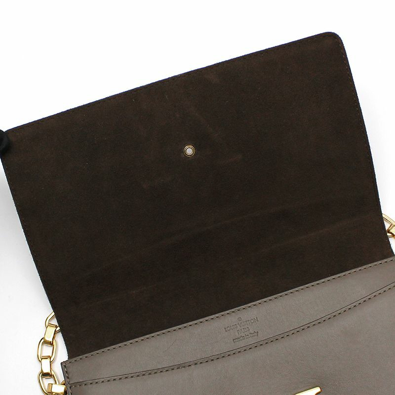 【包稅】LOUIS VUITTON 灰褐色皮革 Louise GM 金鍊單肩包-7