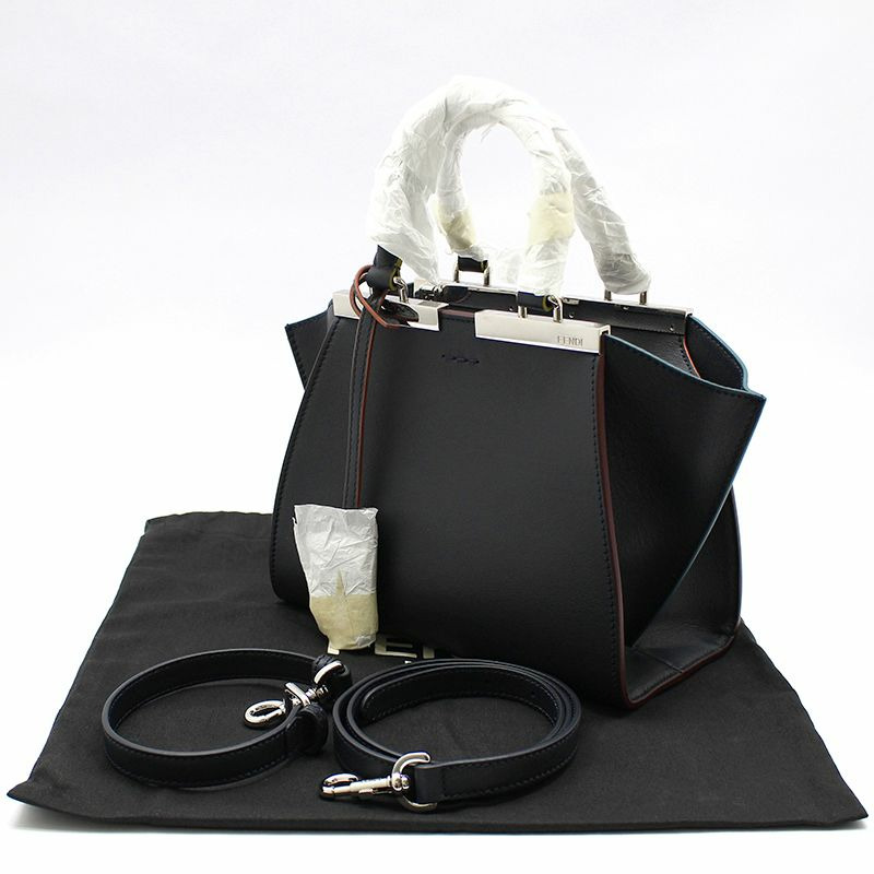 【包稅】FENDI 深海軍藍皮革 2jours Twaggy 迷你肩包-1