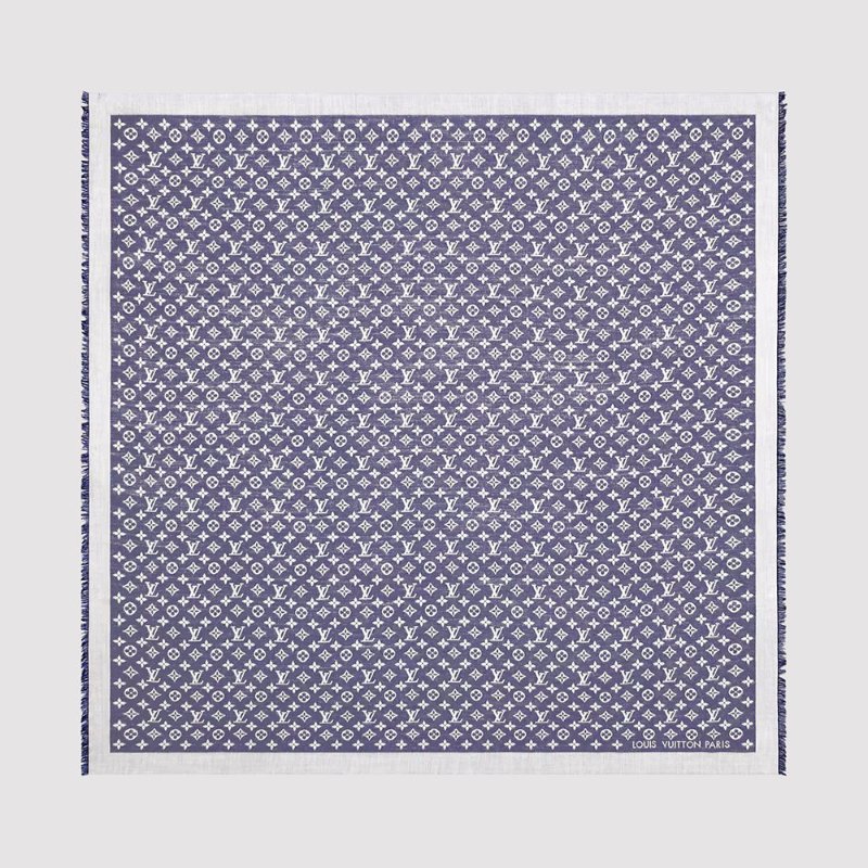 LV M71376 Monogram Denim 披肩/滿版老花/羊毛絲綢披肩/圍巾~二手-13