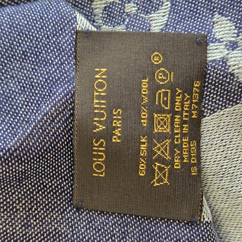 LV M71376 Monogram Denim 披肩/滿版老花/羊毛絲綢披肩/圍巾~二手-30