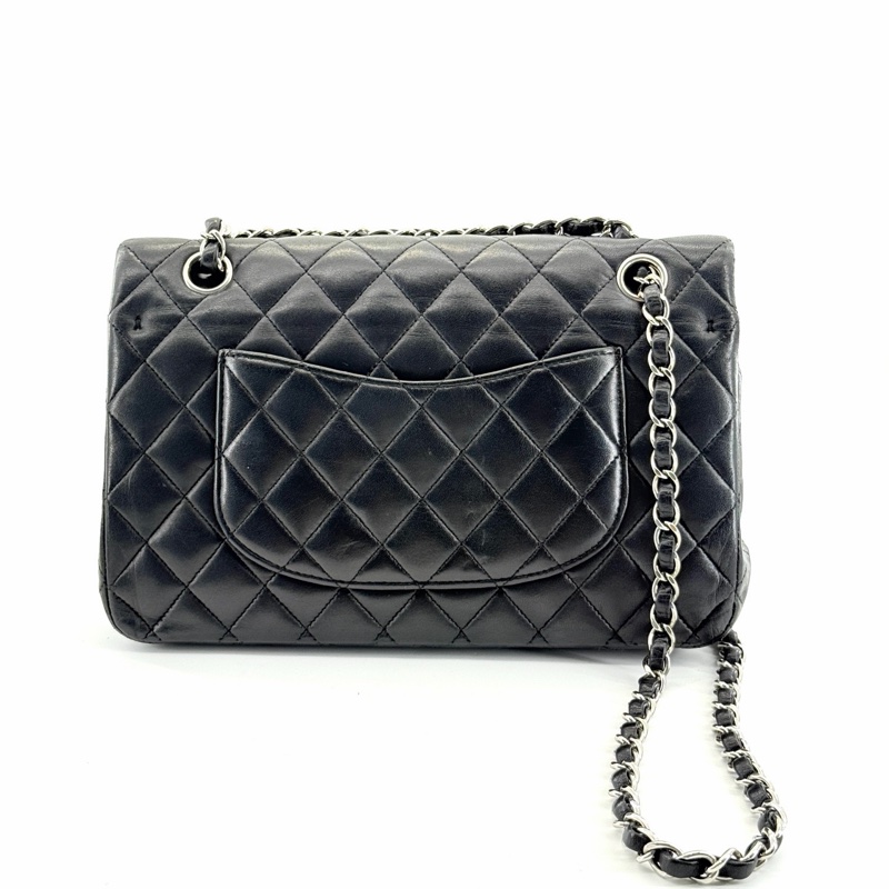 Chanel • 經典Cf 25 羊皮銀釦口蓋包 中號-4