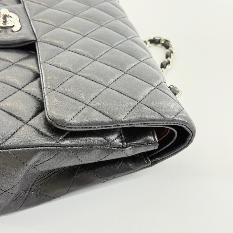 Chanel • 經典Cf 25 羊皮銀釦口蓋包 中號-12
