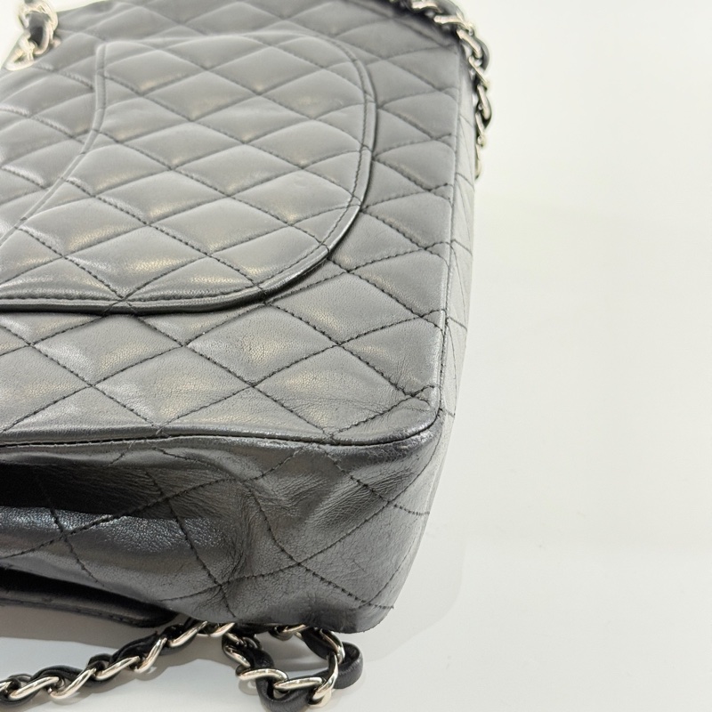 Chanel • 經典Cf 25 羊皮銀釦口蓋包 中號-16