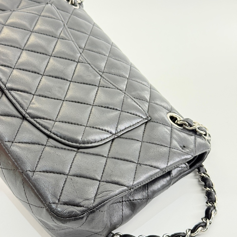 Chanel • 經典Cf 25 羊皮銀釦口蓋包 中號-18