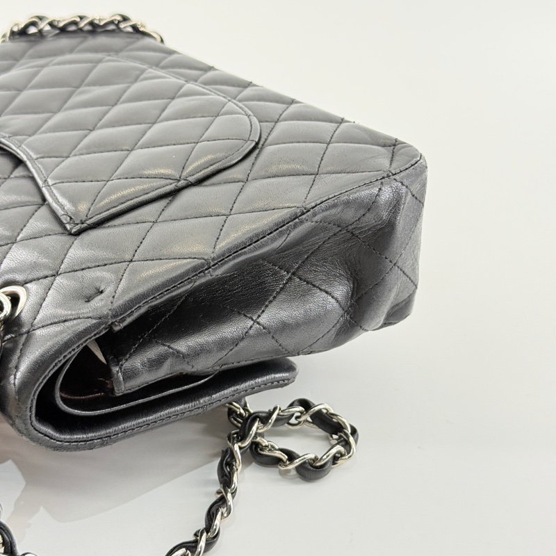 Chanel • 經典Cf 25 羊皮銀釦口蓋包 中號-19