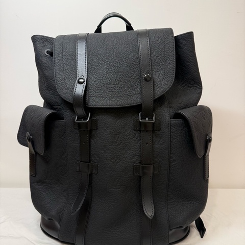 Christopher MM LV 後背包 黑色原花壓紋