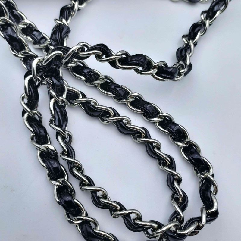 Chanel • 經典Cf 25 黑色漆皮銀釦口蓋包 中號 有購證-22